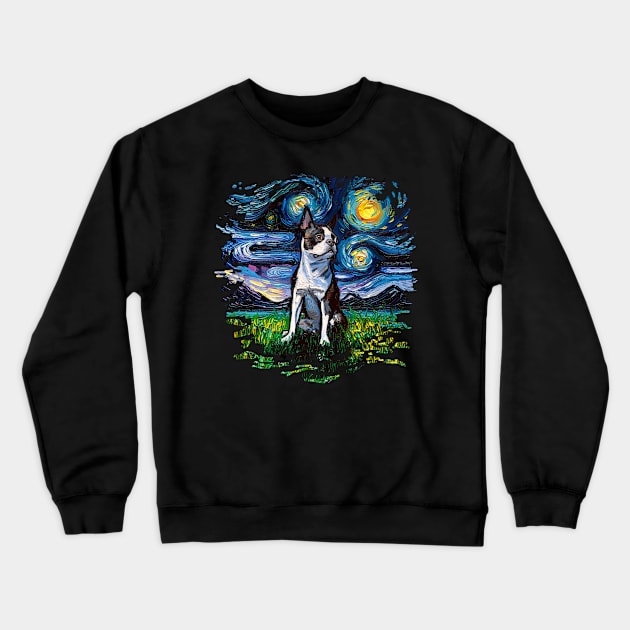 Boston Terrier Night 2 Crewneck Sweatshirt by sagittariusgallery